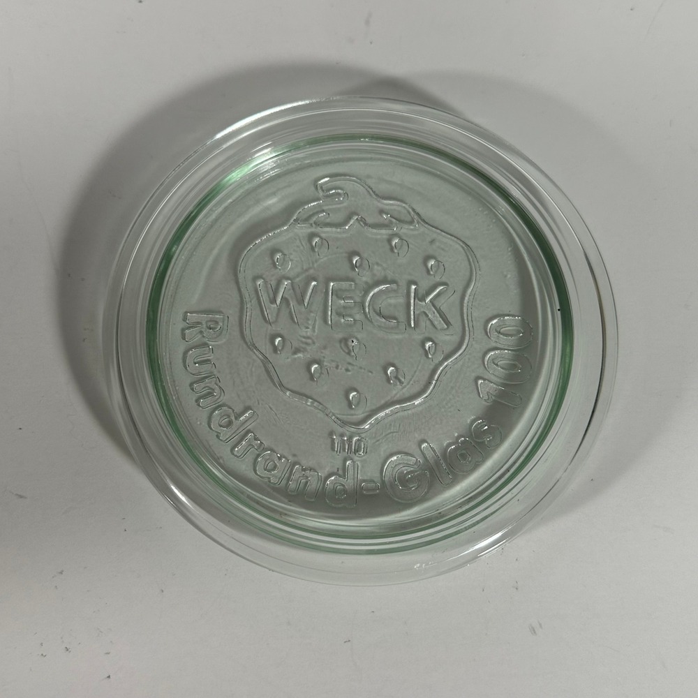 WECK Rundrand-Glas 100mm Replacement Glass Lid for Canning Jars Clear Strawberry